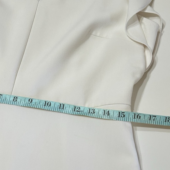 Ann Taylor Ruffle Sleeve Sheath Dress Womens 8 Ivory Short Classic Preppy Easter - Picture 11 of 12